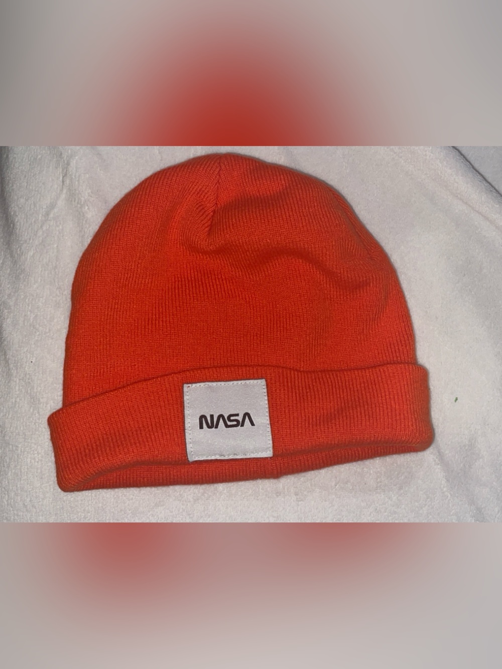 NASA Orange Knit Beanie - Classic Fold Cuff Hat